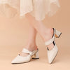 Pointed Toe Women's Slippers High Heels Shoes Woman Sandals 2026 Summer Elegant Chunky Shoes Slingback Flip Flops