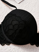 3Pcs-5Pcs Women's Bra with Patterned Engraved Cups, Sexy Lace Minimizer Bra, Underwire Push-Up Fashionable Women's Intimate Underwear