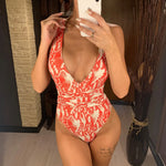 Long Strap Wrap Around Swim Suit For Women Swimwear One Piece Swimsuit Female Bather Snake Print Bathing Suit Beach V852