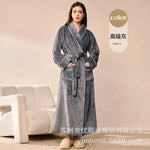 Long Flannel Robe for Men Women Warm Home Pajamas Loungewear 2026 Autumn Winter New Thick Coral Fleece Couple Bathrobe