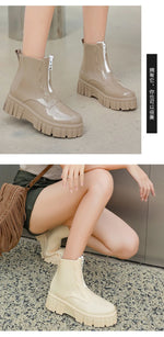 Women Thick Soled Rain Boots Non-Slip Fashion Outdoor Wear-resistant Rubber Waterproof Shoes Women Jelly Soft Soled Rain Boots
