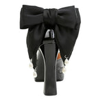 BIGTREE Shoes Women's High Heels Hollow Platform Waterproof Thick Heel Pointed Toe Sandals Match Dress Wedding Shoes Knot