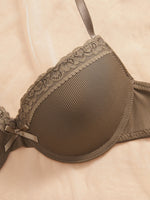 5Pcs Daily Lace Trim Women's Underwear Set Solid Ribbed Push up Bra Comfy & Fashionable Women Underwire Bras