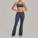 Women's Yoga Sets Sports Fitness Sling Cross Beauty Back Bra Training High Waist Hips-Lifting Flare-Pants Suits Gym Workout Sets