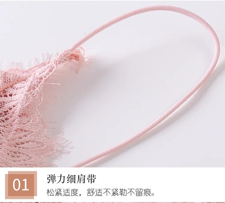 Women Floral Lace Bra Female Underwear Sexy Lingerie Lace Top Removable Pads Non-wire Solid Color Bralette Push-Up Brasieres