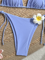 Vintage 3D Flower Thong Bikini Set 2026 Women Summer Fruit Print Cover Up 3 Piece Swimwear Push Up Bra Bathing Suit Swimsuit