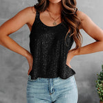 2026 Summer Fashion Women's Tanks Sexy Sequins Camisole Lady Casual Sliver Women's Strap Top Night club Streetwear Y2K Dress up
