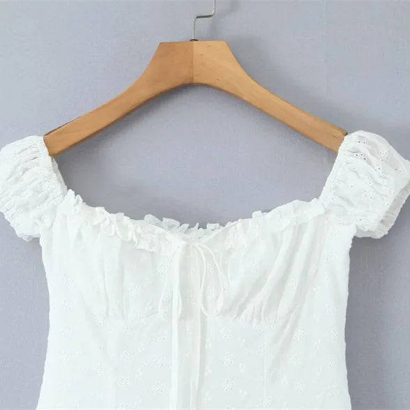 Summer 2026 Sexy Strapless Dress For Women Waist-cinching With Ruffled Trim And Embroidery Mini Skirt Pure Desire Beautiful T0DT