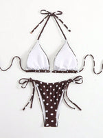 sexy polka dot print micro mini bikinis sets two pieces halter tie swimsuits beachwear bathing suit swimwear biquini tankini