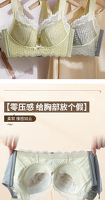 Thin WireFree Underwear Women Thin Style Large Chest Show Small Bra Gathered Adjusted Breast Closure No Steel Ring Bra 80-120CDE