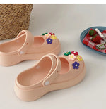 Fashion Mary Jane Garden Shoes Woman Platform Slippers Cute DIY Thick Sole Girls Summer Indoor Beach Slides Ladies Footwear
