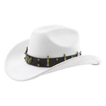 Summer Women Men Felt Cowgirl Hat with Belt Stylish Western Hat Casual Jazz Caps for Outdoor Party Club