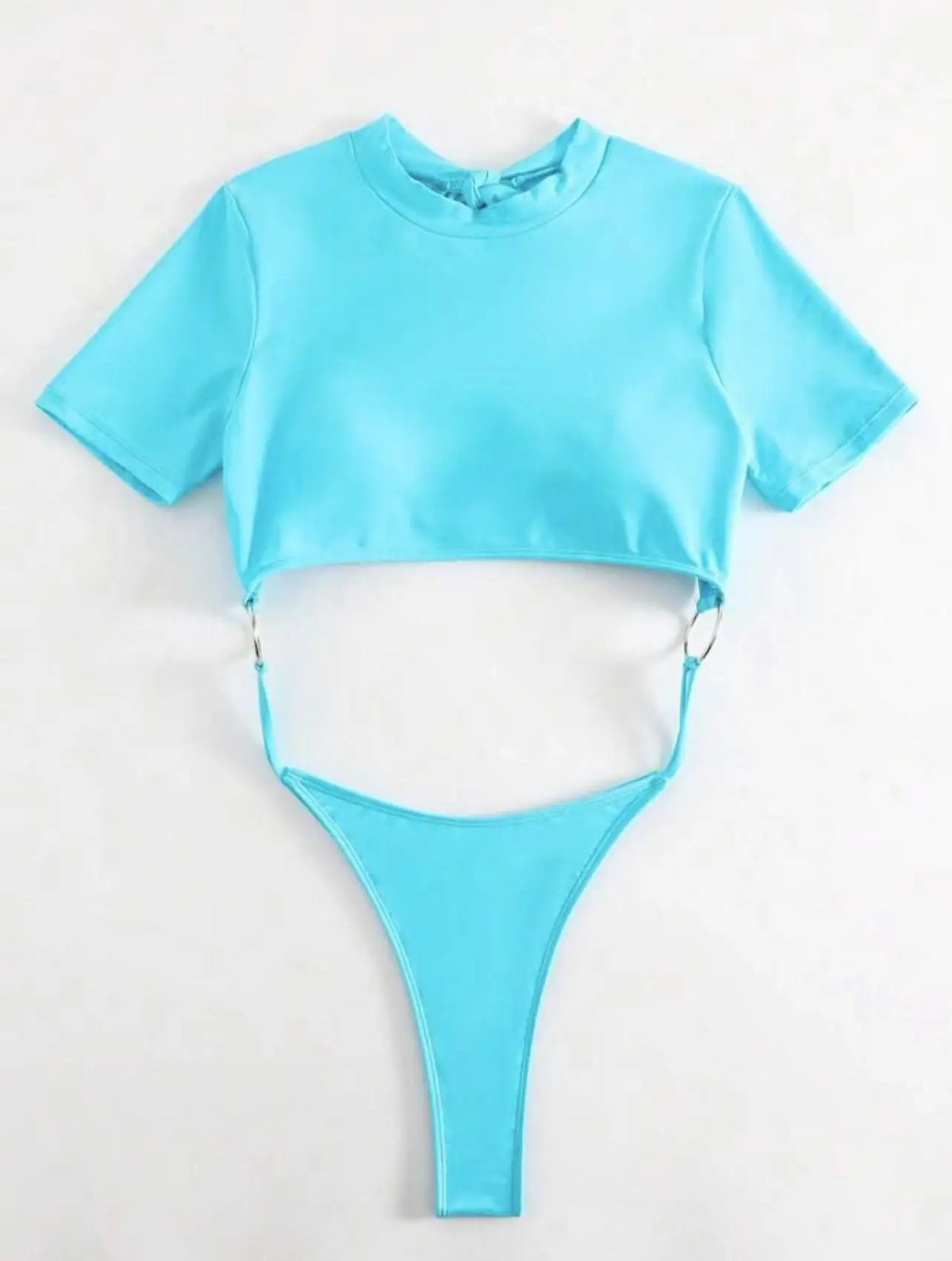 XS - L Mini Micro Thong Short Sleeve One Piece Swimsuit Women Female Swimwear Cut Cut Monokini High Cut Bathing Suit Swim Lady