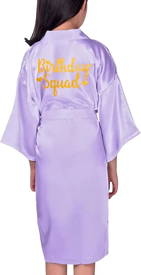 Birthday Squad Birthday Girl Princess Robe Spa Robes for Girls Party Satin Silk Kimono Robes Party Supplies