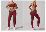 Summer Color-block Yoga Sets Women Thin Strap Open Back Shockproof Sports Bra Tight High Waist Leggings Training Fitness Suits