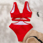 Black Bandage Hollow Out Swimwear One Piece Swimsuit Women Push Up Metal Ring Linked Monokini Bathing Suit Swimming Wear 2026