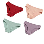 4Pcs/Set Cotton Panties For Women Low Rise Underwear Breathable Briefs Solid Color Sports Underpants Female Lingerie