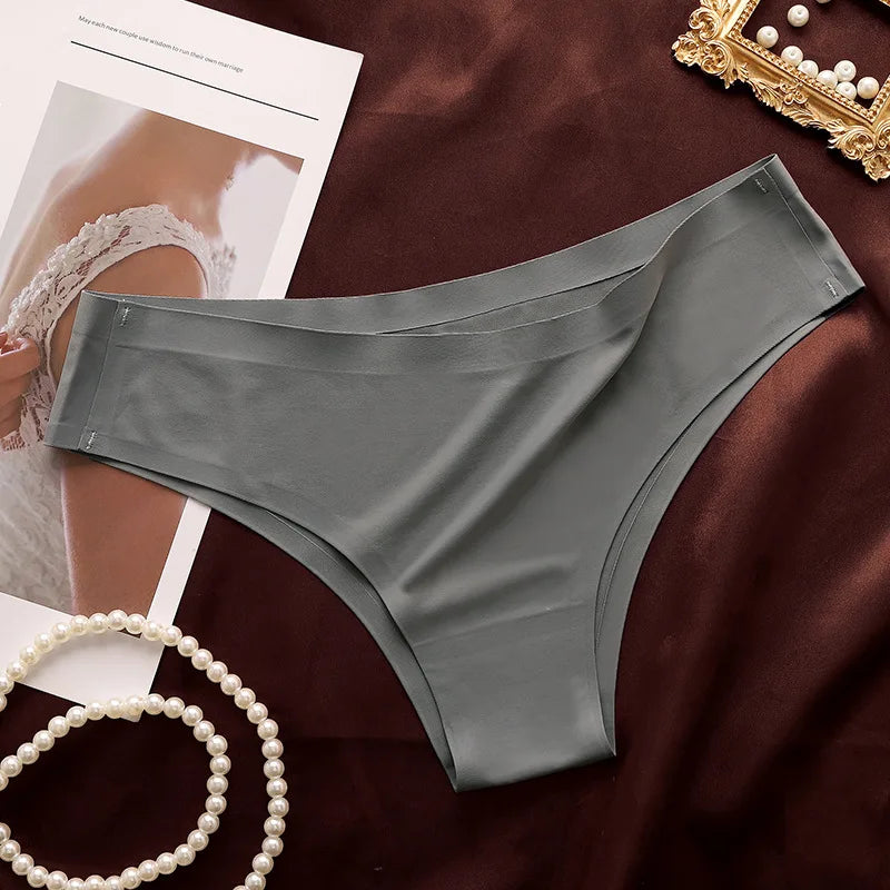 1Pc Women Ice Silk Brazilian Panties Seamless Low Waist Briefs Comfort Soft Cool Smooth Underwear Sexy Lingerie M-XL