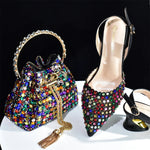 Doershow charming Shoes And Bag Matching Set With silver Hot Selling Women Italian Shoes And Bag Set For Party Wedding!HAB1-9