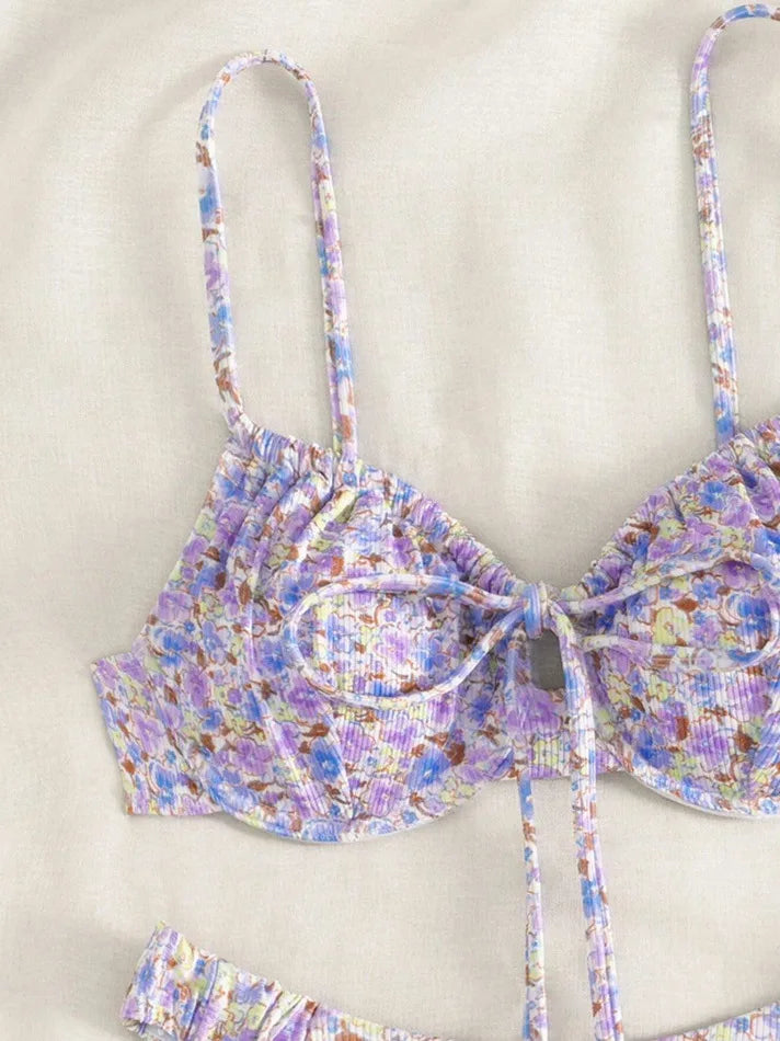 New Sexy Floral Print Push Up Bikini 2024 Women Swimwear Female Swimsuit Two Pieces Thong Bikini Set Bather Bathing Suit Beach