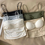 Ice Silk Tops Women Tank Tops Seamless Underwear Non-wire Bra With Pads Sexy Lingerie Female Summer Camisole