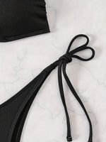 ZTVitality Sexy Bandeau Rib Knit Tie Side Black Bikini Set 2024 Biquini New Arrival Padded Strapless Swimsuit Women's Swimwear