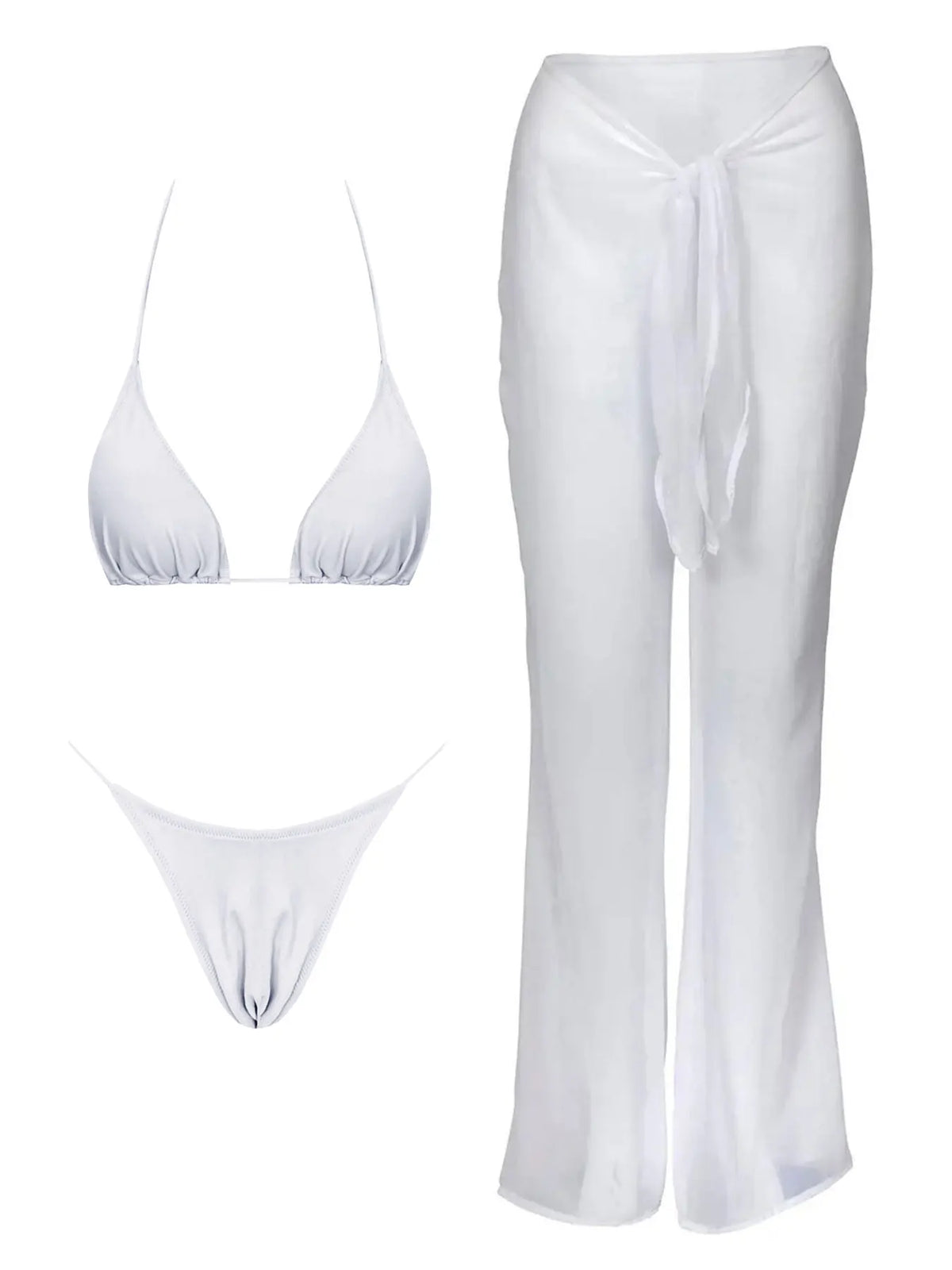 2025 Elegant Black Bikini Set with Transparent Bottoms Urban Style Beachwear White Wall Lightweight and Breathable Summer Beach