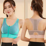 New Sports Bra Women Striped Patchwork Front Zipper Shockproof Vest Jogging Gym Crop Top Female Tops Sport Bras Sutian Feminino