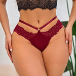 Sexy Double-strap Lace Thong Panties T-Back Women Underwear Low Rise Elegant G-String Breathable Lady Briefs Elegant Lingerie
