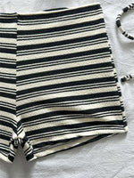 Sexy Striped Print Triangle Bikini with Shorts Halter Bead String Swimsuit Woman 2026 Swimwear Brazilian Bikinis Sets Femmes