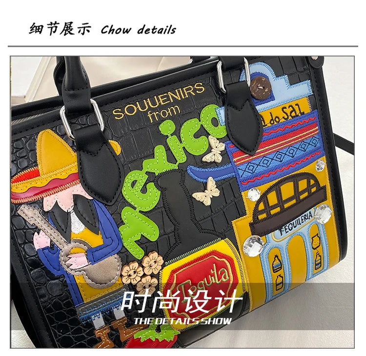 Design Patchwork Zipper 2026 Hot Sale Women's Bags Retro High Quality Women's Bags PU New Personality Stylish Shoulder Bags