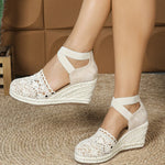 Big Size 43 Comfort Summer Office Lady Platform Shoes Espadrilles Shoes Women Leisure Cross Strap High Heels Wedges Pumps Woman