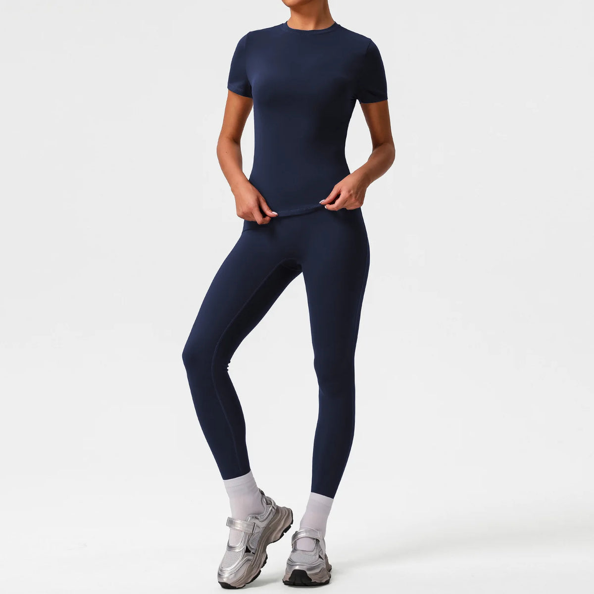 2 Pieces Sportswear Women Yoga Shorts Set Short Sleeve Sports T Shirts High Waist Hip Lifting Running Leggings Fitness Outfits