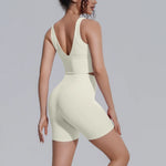 Women's Yoga Set Sports Running Fitness Beautiful Back Vest Hip Lifting Slim-Fit High Waist Shorts Training Gym Workout Suits