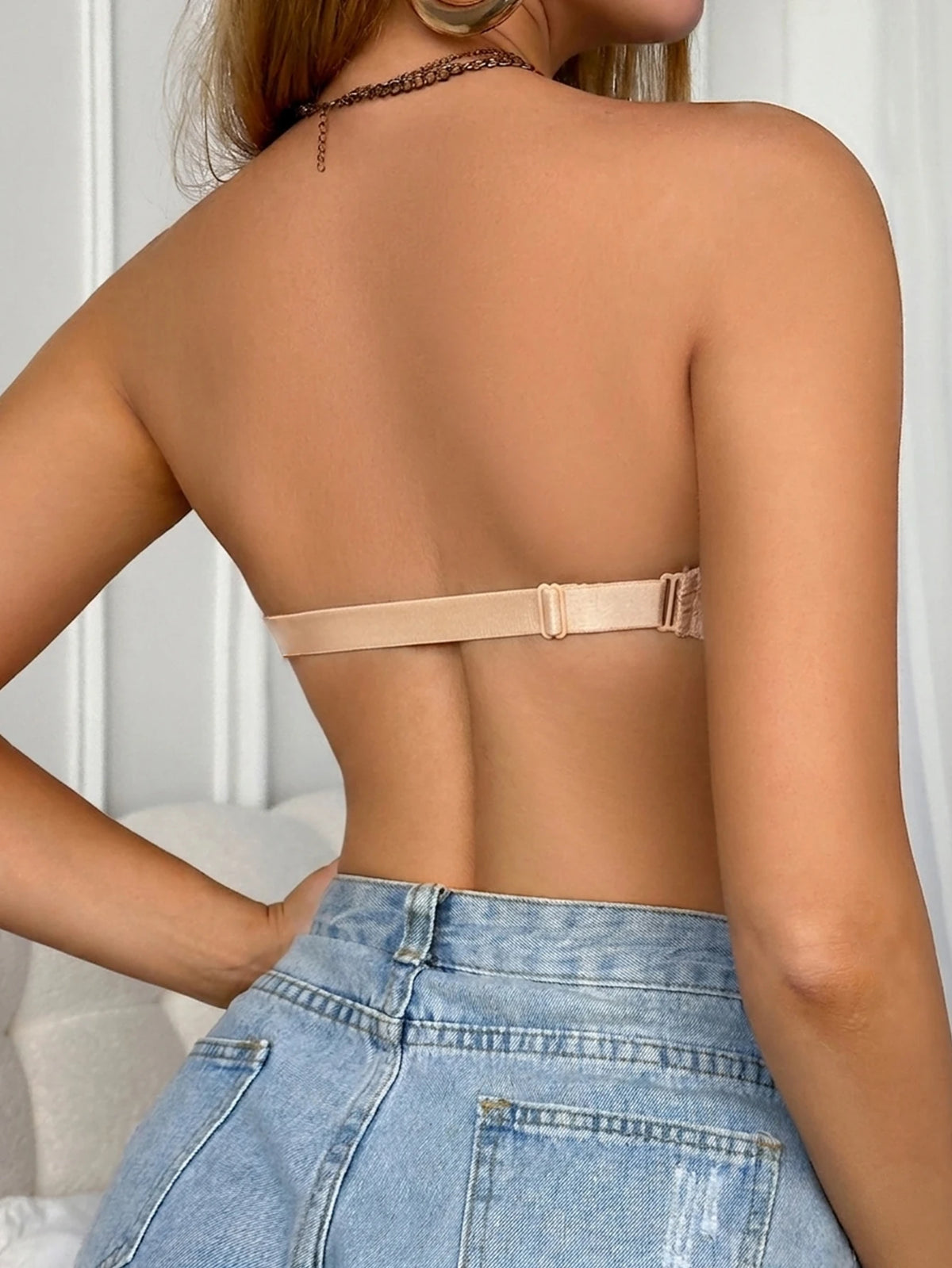 Sexy Lace Women's Strapless Bra Front‑Closure Underwire Push up Bra Adjustable Back Fashion Lingerie