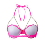 Women's Seashell Tops Backless Halter Bikini Bra Bathing Suit with Pearl Chain Bohemian Beach Vest