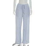 Women's trousers, fashionable and versatile, solid color, drawstring straight trousers, beach sun protection trousers