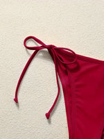 Women Bikini Set Solid Color Triangle Halter Neck Tie Side Two Piece Swimsuit Adjustable String Swimwear for Beach Vacation