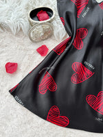 Valentine's Day Red Lip Print Satin Slip Nightdress V Neck Backless Mini Sleep DressWomen's Sleepwear Dresses