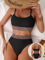 New Sexy Black High Waisted Bikinis Two Pieces Swimsuit Women Swimwear Mesh Beach Wear Sporty Padded Bathing Suits Pool Summer