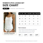 Women Pajama Set Camisole Top and Shorts 2pcs, White Soft Knit Loungewear, Summer Sleeveless Home Sleepwear