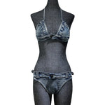 DEKA New Sexy Denim Bikini Set Beach Suit Split Blue Swimsuit Summer Jeans Shorts Female Short Women Two-piece Swimwear