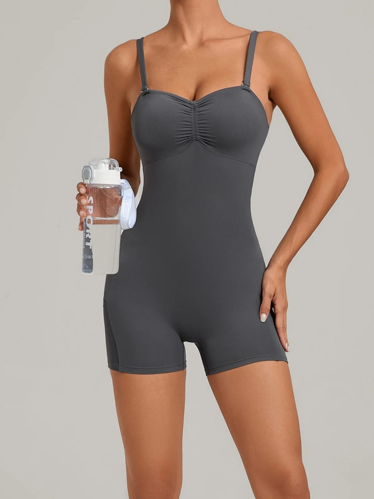 Outdoor Backless Yoga One Piece Suit Women Multiple Wearing Methods Sleeveless Slim Fit Pocket Stretch Sports Fitness Jumpsuit