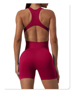 Seamless Yoga Jumpsuit Sleeveless Shorts One Piece Yoga Suit Sexy Cutout Backless Top Women Playsuit Gym Summer Workout Clothes