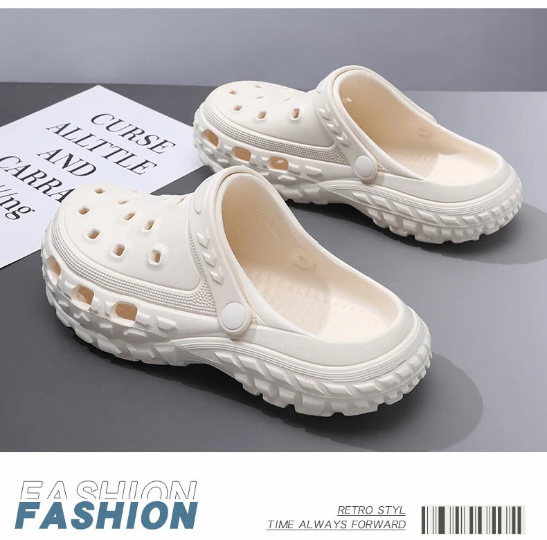 Men Summer Slippers Close Toe Leisure Clogs Soft EVA Anti-slip 2 Way Wear Shoes Couples Indoor Beach Slides Street Sandals