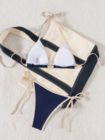 2026 New Arrival Sexy Bikini Set Women's Two Piece Swimsuit with Color Blocking Edge Tie Side Cross Back Swimwear for Beach Pool