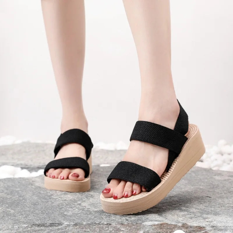 Big Size Minimalist Slingback Wedge Sandals For Women Outdoor Summer Platform Shoes Light Weight Soft EVA Female Leisure Sandals