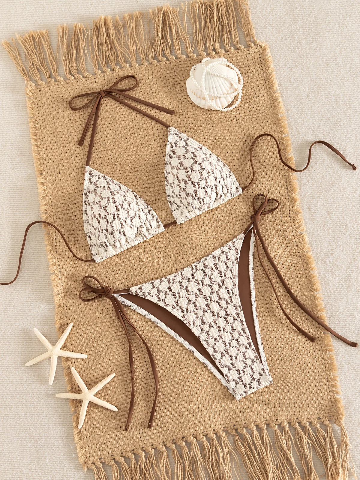ZTVitality Sexy Lace Patchwork Bikini Set 2026 New Arrival Halter Bandage Swimwear Women's Swimwear Summer Beachwear Biquini