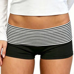 2026 Summer Women Striped Over Fold Shorts Elastic Waist Skinny Short PantsDaily Casual Lounge Jogging Shorts