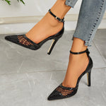 2026 Summer New Style - Three-color Mesh Open Toe Business Shoes with Round Tops, Small Inner Cuts, Thin High Heels